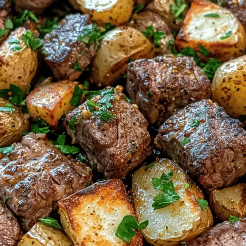 If you’re on the hunt for a quick and hearty meal that packs a flavorful punch, look no further than Garlic Butter Steak Bites and Potatoes. This dish seamlessly combines succulent steak bites with crispy roasted potatoes, all enveloped in a rich garlic butter sauce that’s sure to tantalize your taste buds. Whether you’re cooking for a family dinner or entertaining guests, this recipe is both satisfying and easy to prepare, making it an ideal choice for home cooks who want a delicious meal without spending hours in the kitchen.