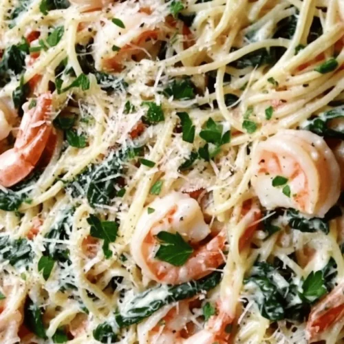 Lemon Garlic Shrimp Pasta with Spinach is a vibrant and satisfying dish that seamlessly marries the flavors of the sea with the freshness of garden greens. This pasta dish is not only a feast for the taste buds but also a visual delight, thanks to its bright colors and aromatic ingredients. The combination of succulent shrimp, zesty lemon, and fragrant garlic creates a delightful balance that is sure to impress both family and guests alike.