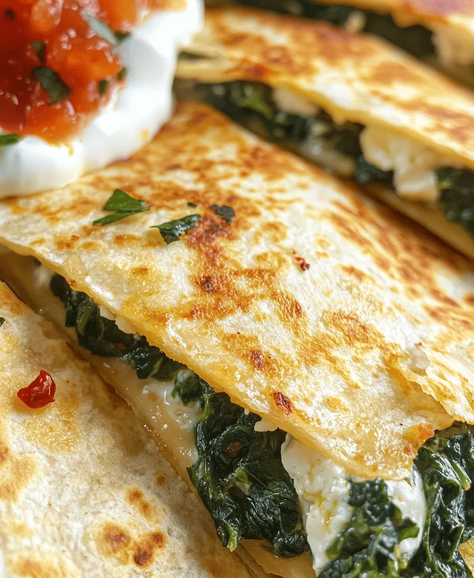 Quesadillas have long been celebrated as a versatile dish in Mexican cuisine, cherished for their simplicity and adaptability. These delightful creations consist of a tortilla filled with a variety of ingredients, folded in half, and cooked until crispy and golden. Whether enjoyed as a snack, a quick meal, or a party appetizer, quesadillas can cater to diverse tastes and dietary preferences. Among the numerous combinations available, spinach and feta quesadillas stand out for their unique flavor profile and health benefits. This recipe not only tantalizes your taste buds but also offers a nutritious twist that elevates the traditional quesadilla experience.