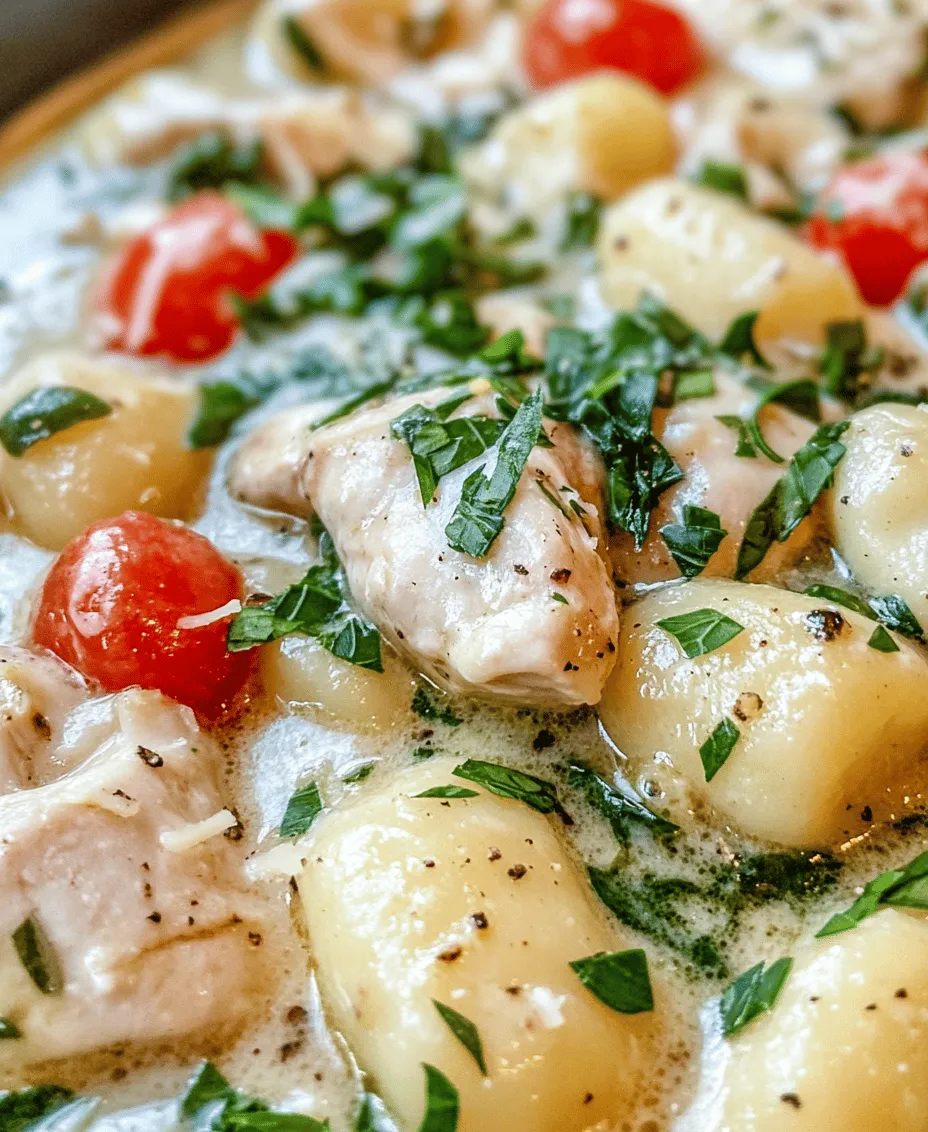 In the realm of comfort food, few dishes can compete with the delightful combination of tender chicken, pillowy gnocchi, and a zesty lemon sauce. The <strong>One-Pot Lemon Chicken Gnocchi Delight</strong> is a culinary masterpiece that brings together convenience and flavor in a single dish. As the name suggests, this recipe is not only easy to prepare but also requires minimal cleanup, making it an ideal choice for busy weeknights or leisurely weekends.” /></p>
</p>
<h3>Tips for Perfecting Each Step</h3>
</p>
<p>When preparing the One-Pot Lemon Chicken Gnocchi Delight, it’s essential to pay attention to cooking techniques and flavor profiles to ensure a delightful dining experience. Below are detailed tips and insights to help you master this dish.</p>
</p>
<h4>Cooking Techniques</h4>
</p>
<p><strong>Sautéing vs. Simmering</strong></p>
<p>Understanding the difference between sautéing and simmering is crucial for achieving the perfect texture and flavor in your dish. Sautéing involves cooking food quickly in a small amount of oil or fat over relatively high heat. This technique is excellent for browning the chicken, allowing it to develop a rich flavor while keeping it moist. When you sauté the chicken pieces, make sure they have enough space in the pan to brown evenly; overcrowding will lead to steaming rather than sautéing.</p>
</p>
<p>Simmering, on the other hand, is a gentler cooking method used to cook food slowly in liquid just below the boiling point. This technique is vital when you add the chicken broth and cream to the pot after sautéing. Simmering allows the flavors to meld together beautifully while ensuring that the gnocchi absorbs the broth, creating a harmonious dish.</p>
</p>
<p><strong>Importance of Temperature Control While Cooking</strong></p>
<p>Temperature control is key during the cooking process. Begin by heating your pan adequately before adding the chicken. If the pan is not hot enough, the chicken will release moisture and steam instead of browning, which can lead to a bland flavor. Conversely, if the heat is too high, the outside may burn before the inside cooks through.</p>
</p>
<p>When you move to the simmering stage, reduce the heat to maintain a gentle simmer. A rapid boil can cause the cream to separate, leading to an unappetizing texture. Keeping a close eye on the temperature ensures that each ingredient cooks perfectly, resulting in a balanced and delicious meal.</p>
</p>
<p><strong>How to Ensure Gnocchi is Perfectly Cooked</strong></p>
<p>Cooking gnocchi to perfection is simple, yet a few tips can make all the difference. First, ensure that the water or broth is at a gentle simmer when you add the gnocchi. If you drop them into boiling liquid, they may become mushy. Cook the gnocchi until they float to the surface, which indicates they are done. This usually takes about 2-3 minutes.</p>
</p>
<p>Once cooked, avoid over-stirring the gnocchi, as they can break apart easily. Instead, gently fold them into the sauce once they are added to the pot. This ensures that they retain their shape and texture, contributing to the overall enjoyment of the dish.</p>
</p>
<h4>Flavor Profiles</h4>
</p>
<p><strong>Analysis of the Vibrant Flavors in the Dish</strong></p>
<p>The One-Pot Lemon Chicken Gnocchi Delight is a symphony of flavors that come together beautifully. The zesty lemon juice and zest provide a bright acidity that cuts through the richness of the cream, creating a balanced dish. The chicken, seasoned with herbs and sautéed to perfection, adds depth and heartiness, while the gnocchi offers a comforting, pillowy texture.</p>
</p>
<p><strong>The Balance of Acidity from Lemon with the Richness of Cream</strong></p>
<p>One of the standout features of this dish is the interplay between the tartness of lemon and the creamy sauce. The acidity from the lemon not only enhances the taste of the chicken but also brightens the overall dish. When combining the lemon with cream, it’s essential to add the lemon juice gradually. This way, you can taste and adjust for acidity, ensuring it complements rather than overwhelms the other flavors.</p>
</p>
<p><strong>How the Fresh Spinach and Tomatoes Add Color and Nutrition</strong></p>
<p>Incorporating fresh spinach and tomatoes not only enhances the dish’s visual appeal but also boosts its nutritional profile. Spinach adds a subtle earthiness and is packed with vitamins A and C, iron, and calcium. The tomatoes contribute juiciness and sweetness, balancing the savory elements of the chicken and gnocchi. For a pop of color, consider using different varieties of tomatoes, such as cherry or heirloom, which can elevate the dish’s aesthetic and flavor complexity.</p>
</p>
<h3>Serving Suggestions</h3>
</p>
<p><strong>Ideas for Pairing with Side Dishes or Beverages</strong></p>
<p>When serving your One-Pot Lemon Chicken Gnocchi Delight, consider pairing it with light and refreshing side dishes that complement its flavors. A simple arugula salad with a lemon vinaigrette can provide a refreshing contrast to the creamy dish. Alternatively, garlic bread or a crusty baguette is perfect for soaking up the sauce, enhancing the overall meal experience.</p>
</p>
<p>For beverages, opt for a crisp white wine, such as Sauvignon Blanc or Pinot Grigio, which can cut through the richness of the dish beautifully. If you prefer non-alcoholic options, a sparkling water with a slice of lemon or a light herbal iced tea would also pair wonderfully.</p>
</p>
<p><strong>Presentation Tips to Enhance Visual Appeal</strong></p>
<p>Presentation plays a significant role in enhancing the dining experience. Consider serving the gnocchi in shallow bowls to allow for a generous amount of sauce to showcase the ingredients. Garnish with fresh herbs, such as parsley or basil, for a touch of color and freshness. A sprinkle of freshly grated Parmesan cheese can elevate the dish further, adding a savory note that complements the lemon and chicken.</p>
</p>
<p><strong>Suggestions for Garnishes and Variations for Different Tastes</strong></p>
<p>Garnishes can transform the look and taste of your dish. For an extra layer of flavor, top your serving with toasted pine nuts or slivered almonds, providing a delightful crunch. If you want to experiment with flavors, consider adding a dash of crushed red pepper flakes for heat or a few capers for a briny touch.</p>
</p>
<p>For variations, you can swap out the chicken for shrimp or even a plant-based protein for a vegetarian version. Adding different vegetables, such as asparagus or bell peppers, can also personalize the dish, allowing you to cater to various tastes and dietary preferences.</p>
</p>
<h3>Storage and Reheating</h3>
</p>
<p><strong>Best Practices for Storing Leftovers</strong></p>
<p>If you have leftovers (though it’s unlikely with such a delicious dish!), proper storage is key to maintaining flavor and texture. Transfer the cooled One-Pot Lemon Chicken Gnocchi Delight into airtight containers and refrigerate. It’s best consumed within 3-4 days for optimal freshness.</p>
</p>
<p><strong>How to Reheat Without Compromising Texture</strong></p>
<p>Reheating requires care, as the gnocchi can become mushy if not done correctly. The best method is to gently heat the dish on the stovetop over low heat. Add a splash of chicken broth or cream to loosen the sauce, stirring occasionally until heated through. Avoid using the microwave, as it can lead to uneven heating and an undesirable texture.</p>
</p>
<p><strong>Potential Variations for Next-Day Meals</strong></p>
<p>Leftovers can be transformed into a new meal! Consider mixing the One-Pot Lemon Chicken Gnocchi Delight with cooked quinoa for a hearty salad or use it as a filling for stuffed peppers. You can also blend the dish into a creamy soup by adding more broth and puréeing it until smooth, creating a delightful variation that feels entirely new.</p>
</p>
<h3>Conclusion</h3>
</p>
<p>The One-Pot Lemon Chicken Gnocchi Delight is the epitome of comfort food—simple, satisfying, and bursting with flavor. With its vibrant ingredients and straightforward preparation, this dish is perfect for a weeknight dinner or a gathering with family and friends.</p>
</p>
<p>Not only does it offer a delightful balance of creamy and zesty flavors, but it also provides a nutritious meal that can be customized to suit various preferences. The joy of one-pot cooking lies in its ease and the opportunity to share a homemade meal without the hassle of multiple pots and pans.</p>
</p>
<p>We encourage you to try this recipe and savor the deliciousness it brings to your table. Embrace the simplicity of one-pot meals and the joy of cooking for those you love, creating lasting memories around the dinner table. Happy cooking!</p>
<div id=