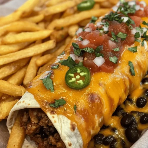If you're searching for a comforting dish that brings together the best of both worlds—savory burritos and crispy fries—look no further than cheesy beef burritos with crispy fries. This delightful fusion not only satisfies your hunger but also tantalizes your taste buds with a medley of flavors and textures. Ideal for family dinners or casual gatherings with friends, these burritos pack a punch of flavor that makes them a beloved choice among both kids and adults alike.