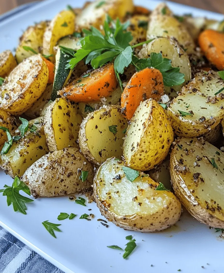 Garlic Herb Roasted Potatoes, Carrots & Zucchini is more than just a side dish; it’s a celebration of flavor and nutrition that can elevate any meal. This colorful medley of vegetables brings together the earthy richness of baby potatoes, the sweet crunch of carrots, and the tender freshness of zucchini, all enhanced by aromatic garlic and a blend of herbs. This dish is perfect for busy weeknights when you need something simple yet satisfying, or as a crowd-pleasing accompaniment at gatherings and festive dinners.