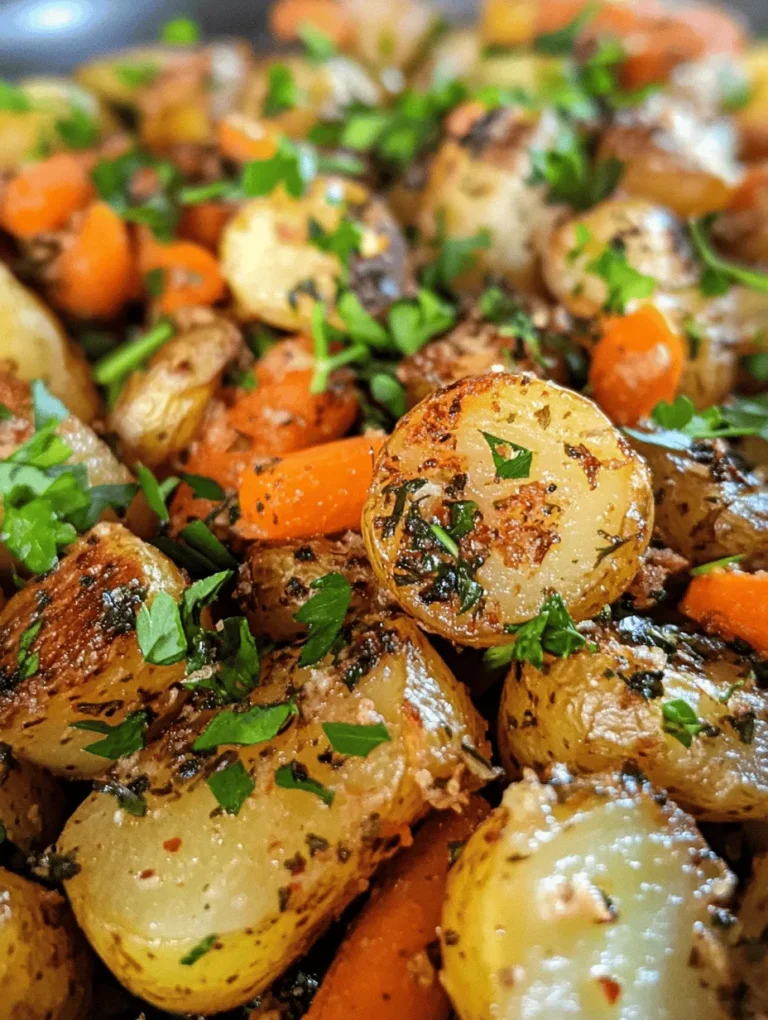 Garlic Herb Roasted Potatoes, Carrots & Zucchini is more than just a side dish; it’s a celebration of flavor and nutrition that can elevate any meal. This colorful medley of vegetables brings together the earthy richness of baby potatoes, the sweet crunch of carrots, and the tender freshness of zucchini, all enhanced by aromatic garlic and a blend of herbs. This dish is perfect for busy weeknights when you need something simple yet satisfying, or as a crowd-pleasing accompaniment at gatherings and festive dinners.