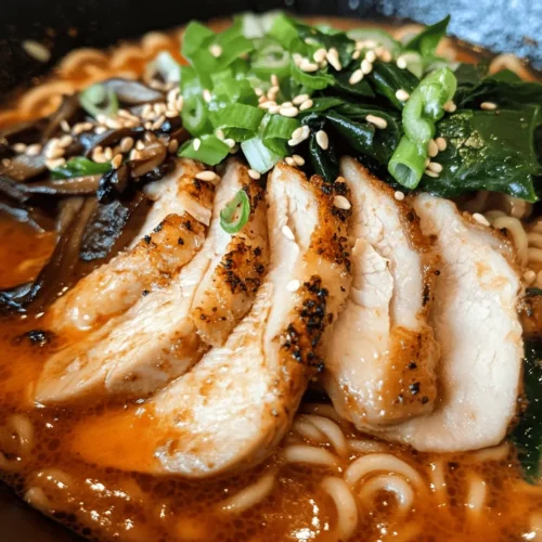Ramen, a dish that transcends geographical boundaries, has become a beloved staple in many cultures around the world. Its versatile nature allows for countless variations, each reflecting the local tastes and traditions. At the heart of this culinary phenomenon lies the comforting bowl of noodles that can range from simple broths to complex, layered flavors. Among the myriad of ramen recipes available, one stands out for its bold flavors and satisfying texture: Fiery Chicken Ramen with Creamy Garlic Sauce. This dish skillfully marries the heat of spices with the soothing creaminess of garlic, creating a delightful meal that is both comforting and invigorating.