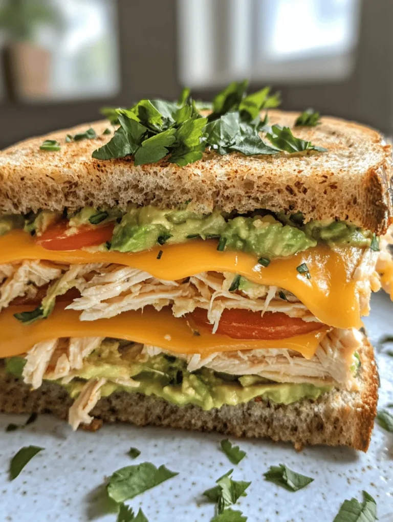 The Chicken Avocado Melt Sandwich is a delightful fusion of flavors and textures that has captured the hearts of food enthusiasts everywhere. This scrumptious sandwich combines tender shredded chicken with creamy avocado, all topped with melted cheese and nestled between slices of hearty whole grain bread. As a delicious and nutritious meal option, it offers a satisfying experience whether enjoyed for lunch, dinner, or as a quick snack.