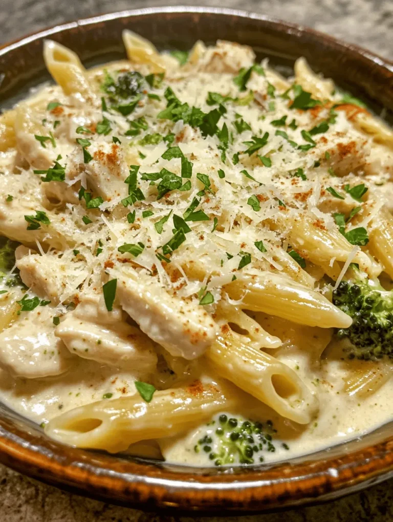 Penne pasta is the star of this recipe, chosen specifically for its unique shape and texture. With its cylindrical form and angled edges, penne is perfect for holding onto sauces, ensuring that every bite is packed with flavor. The pasta’s structure allows it to soak up the creamy sauce while still providing a satisfying al dente bite. Additionally, penne pairs well with various ingredients, making it a versatile choice for countless pasta dishes.