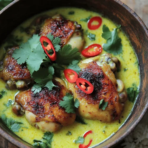 Spicy Brazilian Coconut Chicken is a dish that will take your taste buds on a journey through the heart of Brazil. This recipe combines tender chicken thighs marinated in a robust mix of spices, simmered in rich coconut milk, and infused with fresh herbs. The result is a comforting meal that is both spicy and creamy, making it a beloved choice for many.