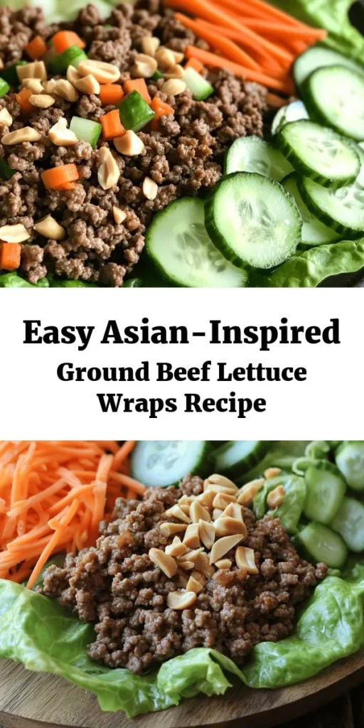 Treat your taste buds to these Savory Asian-Style Ground Beef Lettuce Wraps! This delicious recipe combines seasoned ground beef with garlic, ginger, and crunchy water chestnuts for a burst of flavor. Wrapped in crisp lettuce leaves, these easy-to-make wraps are perfect for dinner or a fun appetizer. Customize with your favorite toppings like shredded carrots and peanuts for an extra crunch. Quick to prepare in just 25 minutes, they make for a satisfying meal!