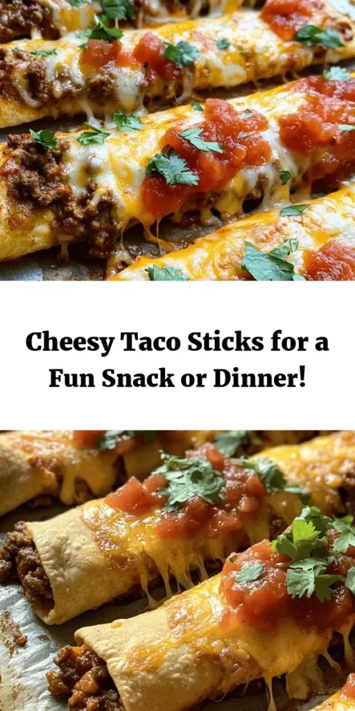 Get ready to indulge in these mouthwatering Cheesy Taco Sticks! Packed with seasoned ground beef or turkey, refried beans, and a perfect blend of cheddar and mozzarella, each stick is a cheesy delight. Easy to make with refrigerated pizza dough, these tasty bites are baked until golden and served with salsa and sour cream for dipping. Perfect for game nights or a cozy family dinner, these flavorful taco sticks are sure to please everyone at the table!