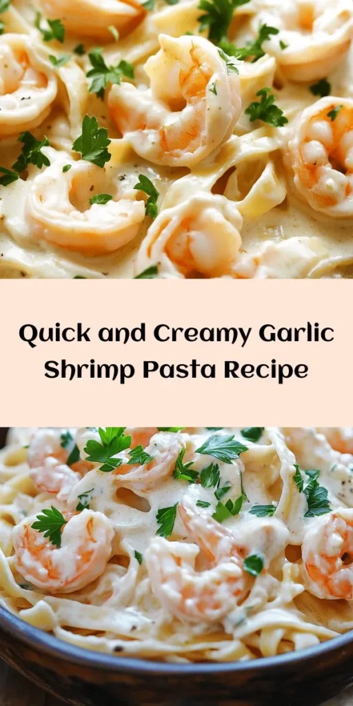 Indulge in a delicious bowl of Creamy Garlic Shrimp Pasta that's perfect for any night of the week! This easy recipe combines succulent shrimp sautéed in garlic, a rich creamy sauce, and perfectly cooked fettuccine or spaghetti. With a touch of Parmesan and optional red pepper flakes for a little kick, this dish is both comforting and impressive. Ready in just 25 minutes, it's a fantastic meal that's sure to impress your family and friends!