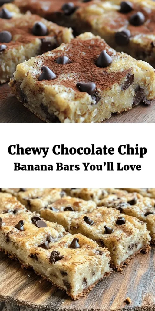 Indulge in these deliciously chewy chocolate chip banana bars that will satisfy your sweet tooth! Made with ripe bananas, melted butter, and a perfect blend of sugars, these bars are simple to whip up and perfect for any occasion. Just mix, bake, and enjoy the gooey chocolate goodness in every bite. With a prep time of only 10 minutes, you can have these tasty treats ready in no time. Grab the recipe and treat yourself today!