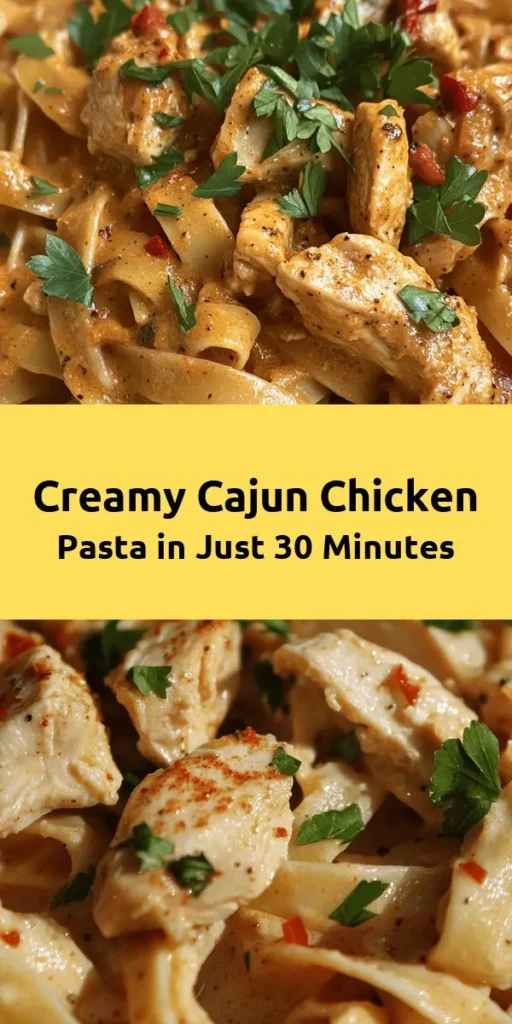 Looking for a deliciously creamy and spicy dish to impress at dinner? Try this Creamy Cajun Chicken Pasta! With tender chicken seasoned to perfection, sautéed veggies, and a rich Parmesan cream sauce, it's a flavor-packed meal your whole family will love. Ready in just 30 minutes, this pasta dish is perfect for busy weeknights or a special occasion. Don't forget to garnish with fresh parsley for an extra pop! Enjoy every bite!