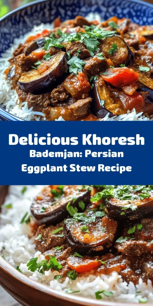 Discover the delightful flavors of Khoresh Bademjan, a traditional Persian eggplant stew that’s perfect for any occasion. This savory dish features tender beef or lamb, golden fried eggplants, and a blend of warm spices like cinnamon and turmeric. Simmered to perfection, it’s a hearty meal served over fluffy basmati rice. Garnish with fresh herbs for an extra touch. Try this comforting recipe that will transport your taste buds to the heart of Persia!