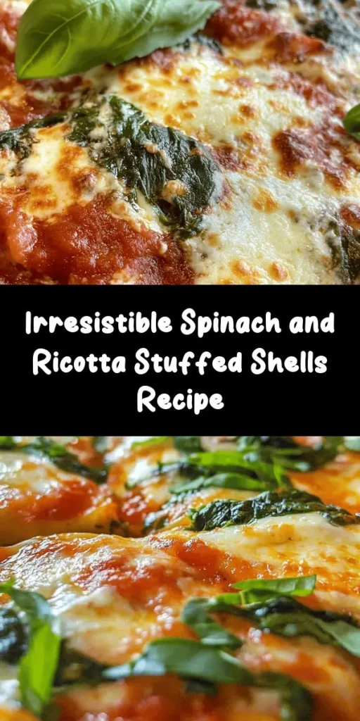Whip up a delicious dinner with these Easy Spinach and Ricotta Stuffed Shells! Perfect for a cozy night in, this recipe features large pasta shells filled with a mouthwatering blend of fresh spinach, creamy ricotta, and mozzarella. Baked in marinara sauce and topped with gooey cheese, it's a comforting dish the whole family will love. Quick prep, flavorful ingredients, and a beautiful presentation make this a must-try! Enjoy your meal!