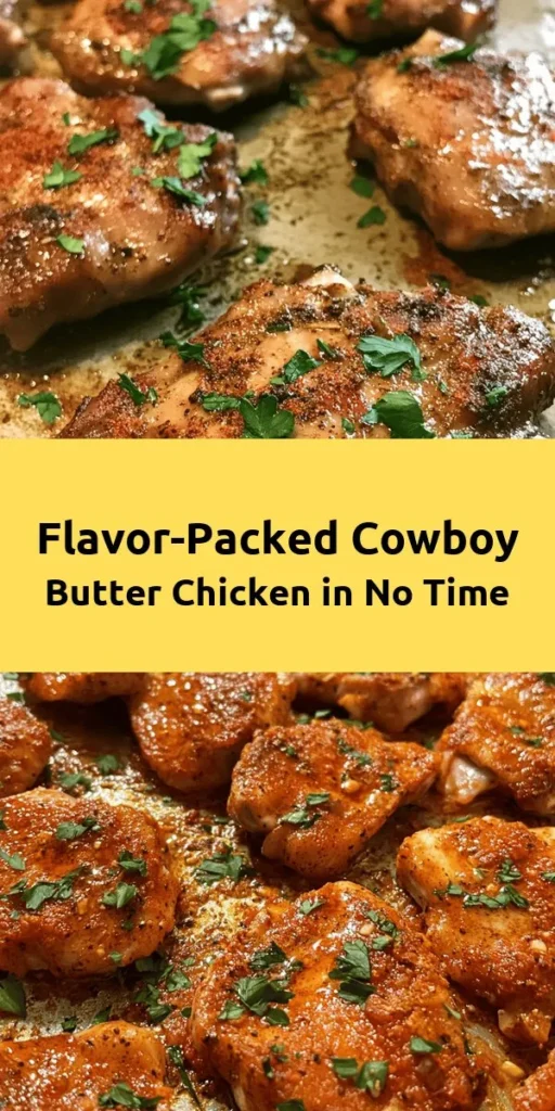 Savor the flavors of the Southwest with this Easy Cowboy Butter Chicken! Juicy chicken thighs are marinated in a rich blend of melted butter, garlic, and spices, then baked to perfection. With just a few simple ingredients, you can whip up a delicious meal that’s perfect for any night of the week. Serve it alongside rice, mashed potatoes, or a fresh salad for a complete dinner everyone will love. Get ready to impress with this flavorful dish!