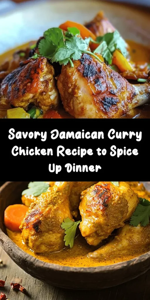 Bring the vibrant flavors of Jamaica to your kitchen with this authentic Jamaican Curry Chicken recipe! Marinated in aromatic spices and simmered in creamy coconut milk, this dish is perfect for family dinners or special gatherings. The blend of curry powder, allspice, and Scotch bonnet peppers adds just the right kick to this savory delight. Serve it over rice and peas, or with warm roti for a truly memorable meal. Enjoy a taste of the islands!