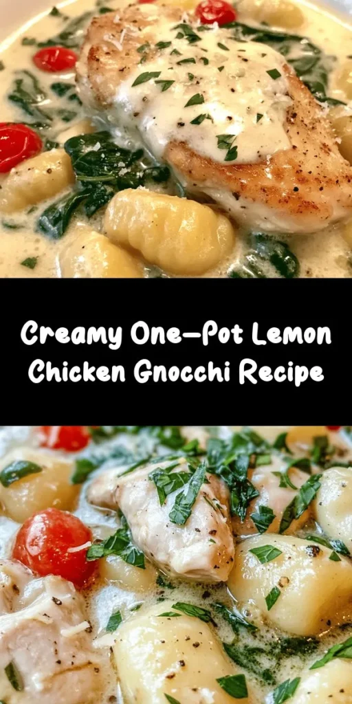 Savor the flavors of our One-Pot Lemon Chicken Gnocchi Delight! This quick and easy recipe features tender chicken, fluffy gnocchi, and fresh spinach all simmered in a creamy lemon broth. With just one pot, you can whip up a comforting meal that's perfect for any night of the week. It's bursting with citrusy goodness and topped with Parmesan cheese for a delicious finish. Enjoy a delightful culinary experience that brings joy to your table!