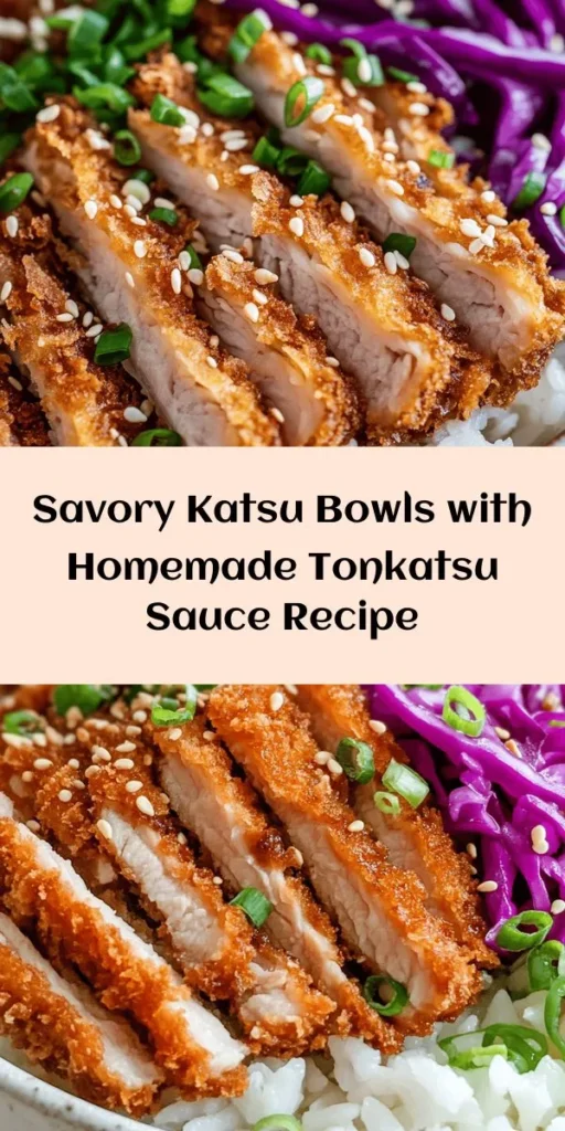Dive into the delicious world of Savory Katsu Bowls with Homemade Tonkatsu Sauce! This recipe features perfectly crispy pork katsu, layered over a bed of fluffy rice and fresh cabbage. The tangy, sweet tonkatsu sauce brings it all together. Garnished with pickled ginger, green onions, and toasted sesame seeds, each bite is a delight. Perfect for a cozy dinner or impressing your friends! Quick to make in just 45 minutes. Try it today!