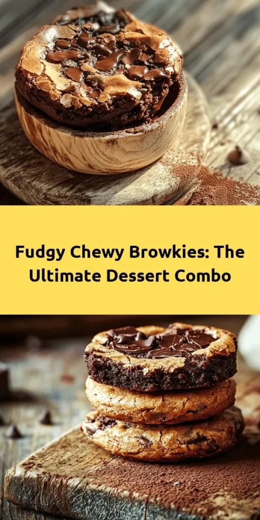 Indulge in the ultimate dessert with these fudgy chewy browkies! Combining the best of brownies and cookies, this recipe features rich brownie layers topped with a soft, chocolate chip cookie crust. Perfect for satisfying your sweet tooth, these delightful treats are easy to make and a crowd-pleaser at every gathering. With just 20 minutes of prep time, you can enjoy deliciously gooey browkies in no time! Don't forget to share your creations!