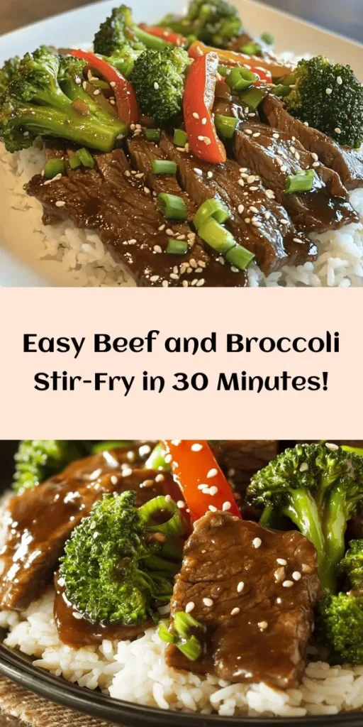 Discover the ultimate Savory Chinese Beef and Broccoli Stir-Fry that's packed with flavor and ready in just 30 minutes! This dish features tender flank steak, vibrant broccoli, and bell peppers all tossed in a delicious homemade sauce. Perfect served over a bed of jasmine rice and topped with sesame seeds and green onions, it's a simple, healthy meal that the whole family will love. Give it a try and bring a taste of takeout to your kitchen!