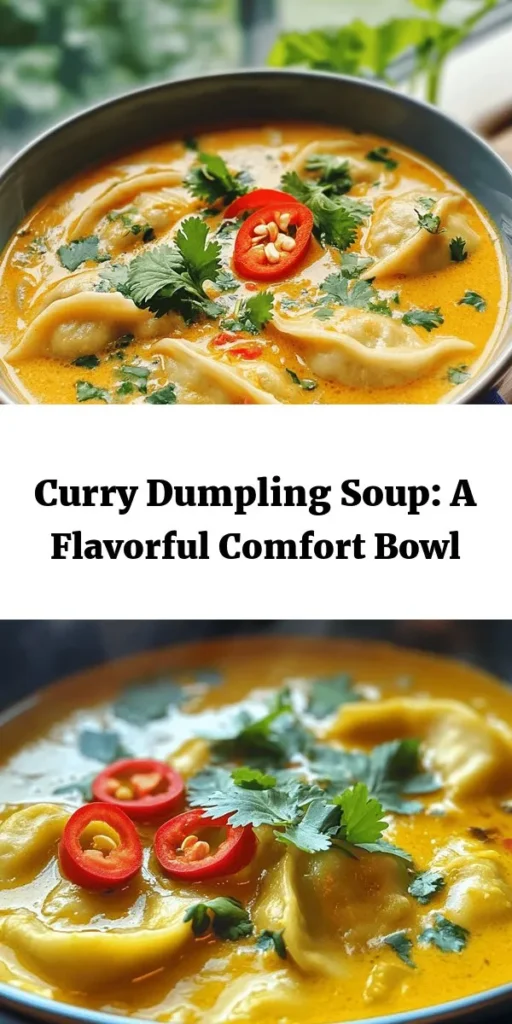 Warm up with this delightful Curry Bliss Dumpling Soup! Tender dumplings filled with flavorful ground chicken, ginger, and spices are served in a creamy coconut broth infused with zesty curry. This cozy recipe is perfect for a comforting dinner or a chilly day, and it's easy to customize with your favorite protein. Each bowl is garnished with fresh cilantro and optional chili for a touch of heat. Dive into a bowl of happiness with this nourishing dish!