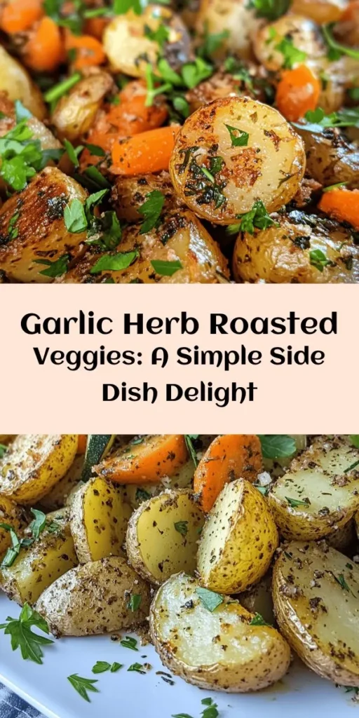 Elevate your side dish game with these Garlic Herb Roasted Potatoes, Carrots, and Zucchini! This simple recipe combines tender baby potatoes, vibrant carrots, and fresh zucchini tossed in a flavorful blend of garlic, thyme, rosemary, and paprika. Roasted to perfection, these veggies make for a delicious complement to any meal. Plus, they’re easy to prepare with just 15 minutes of prep. Don’t forget to garnish with parsley for that fresh touch! Perfect for meal prep or a cozy family dinner.