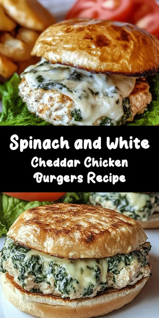 Elevate your burger night with these delicious White Cheddar and Spinach Chicken Burgers! Packed with fresh spinach and creamy white cheddar, they’re a healthy twist on a classic favorite. Simple to make with ground chicken, breadcrumbs, and seasonings, these juicy patties are perfect for quick weeknight dinners. Serve them on toasted buns and top with your favorite fixings for a tasty meal that everyone will love!