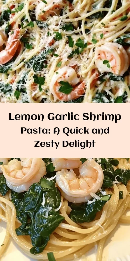 Discover a vibrant and delicious Lemon Garlic Shrimp Pasta with Spinach that's perfect for a quick weeknight dinner! This easy recipe features succulent shrimp sautéed with garlic and red pepper flakes, tossed with fresh spinach, zesty lemon, and your choice of spaghetti or linguine. Ready in just 30 minutes, it's a delightful blend of flavors topped with Parmesan and fresh parsley. Your family will love this tasty, healthy meal!