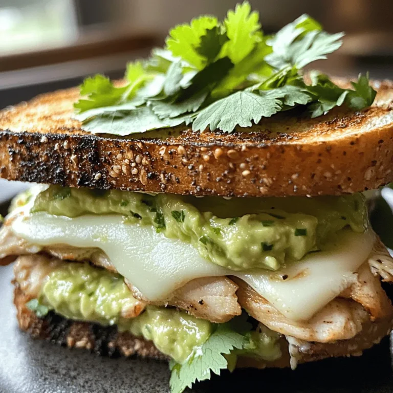 In the world of sandwiches, few creations can match the rich flavors and creamy textures of the Avocado Bliss Chicken Melt. This delectable recipe masterfully combines the wholesome goodness of seasoned chicken breast with the creamy indulgence of ripe avocados, all layered with gooey mozzarella cheese, and thoughtfully nestled between slices of hearty whole-grain bread. Whether enjoyed as a satisfying lunch or a light dinner, this sandwich stands out for its delicious taste and nutritional benefits, making it a favorite among health-conscious foodies and busy individuals alike.