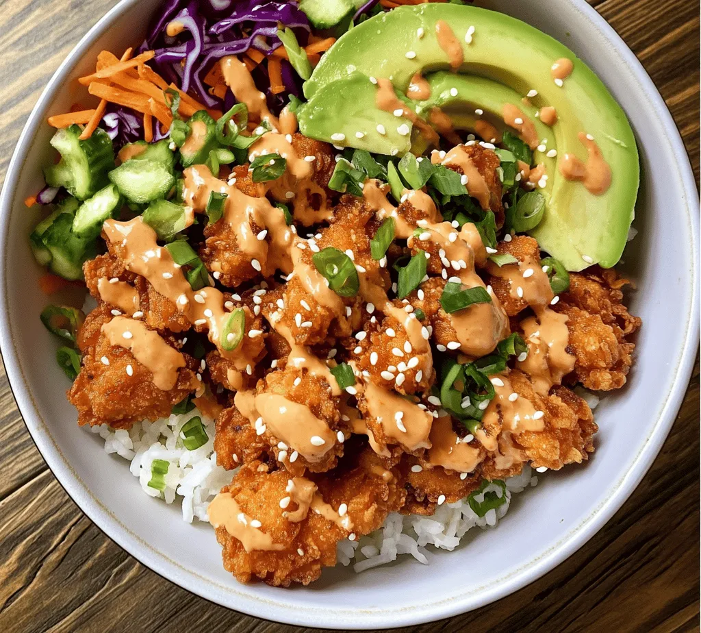 The Bang Bang Chicken Bowl is a culinary masterpiece that combines the irresistible crunch of fried chicken with a medley of vibrant vegetables, all drizzled with a creamy, spicy sauce. This dish not only tantalizes your taste buds but also offers a feast for the eyes with its colorful presentation. Perfect for family dinners, meal prep, or casual gatherings, the Bang Bang Chicken Bowl is a versatile recipe that fits a variety of occasions. Whether you’re looking to impress guests or simply enjoy a satisfying meal at home, this dish promises to deliver on both flavor and satisfaction.