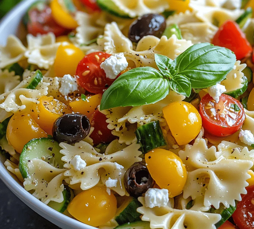 Pasta salads have carved out a beloved space in culinary traditions around the world, celebrated for their versatility, ease of preparation, and vibrant flavors. From family gatherings to picnics and potlucks, these dishes offer a delightful way to showcase fresh ingredients while accommodating a variety of tastes. Among the myriad of pasta salad options, the <strong>Bow Tie Pasta Salad Extravaganza</strong> stands out with its lively colors and textures, making it a show-stopping addition to any table.” /></p>
</p>
<h3>Making the Dressing</h3>
</p>
<p>The dressing is the soul of any salad, and in the case of Bow Tie Pasta Salad Extravaganza, it plays a crucial role in bringing all the ingredients together. A well-balanced dressing enhances flavors, adds moisture, and can elevate an ordinary salad into an extraordinary dish. For this recipe, a classic vinaigrette made with olive oil, balsamic vinegar, garlic, and a hint of Dijon mustard works wonders.</p>
</p>
<p>To make the dressing, start with a ratio of three parts oil to one part vinegar. This balance allows the oil to coat the ingredients without overpowering them. Add minced garlic and Dijon mustard for depth, then season with salt and pepper to taste. Whisk these ingredients together until they emulsify—a process that combines oil and vinegar into a creamy, cohesive dressing.</p>
</p>
<p>Feel free to modify the dressing according to your taste preferences. If you prefer a sweeter dressing, add a touch of honey or maple syrup. For a citrusy twist, replace balsamic vinegar with fresh lemon or lime juice. Experimenting with herbs, such as chopped basil or oregano, can also add an aromatic touch that complements the salad’s other elements.</p>
</p>
<h3>Combining Ingredients</h3>
</p>
<p>Once the dressing is ready, it’s time to combine the salad ingredients. The technique you use for tossing the salad is crucial in maintaining the integrity of each component. Begin by placing your cooked and cooled bow tie pasta in a large mixing bowl. Add the chopped vegetables—bell peppers, cherry tomatoes, cucumbers, and red onions—on top of the pasta.</p>
</p>
<p>To combine, use a gentle folding motion rather than aggressively tossing. This approach helps prevent the pasta from breaking apart and ensures that each piece of vegetable retains its shape. Drizzling the dressing over the salad as you combine it helps distribute the flavors evenly. Once all the ingredients are well-coated, taste the salad and adjust seasoning if needed.</p>
</p>
<h3>Adding Feta</h3>
</p>
<p>Feta cheese is the perfect finishing touch for the Bow Tie Pasta Salad Extravaganza, adding a creamy texture and salty bite. However, the goal is to incorporate the feta without crumbling it too much. To do this, opt for block feta instead of pre-crumbled varieties.</p>
</p>
<p>First, cut the feta into small cubes, avoiding excessive handling. Gently fold the feta cubes into the salad at the very end of the mixing process. This method ensures the cheese remains intact and adds delightful bursts of flavor with each bite. Remember, the key is to be gentle to preserve the delicate texture of the feta.</p>
</p>
<h3>Garnishing</h3>
</p>
<p>Presentation matters, especially when it comes to salads that are as vibrant as this Bow Tie Pasta Salad Extravaganza. To make your dish visually appealing, consider garnishing with fresh herbs such as parsley or basil, which add a pop of color and freshness. A sprinkle of additional feta or a few toasted pine nuts can also enhance the visual appeal while adding texture.</p>
</p>
<p>For a colorful touch, arrange the salad in a large, shallow bowl, allowing the colors of the vegetables to shine. Drizzling a bit more dressing over the top right before serving not only adds flavor but also gives the salad a glistening finish that is sure to entice your guests.</p>
</p>
<h3>Nutritional Information and Health Benefits</h3>
</p>
<p>When it comes to nutrition, Bow Tie Pasta Salad Extravaganza is a winner. Each serving provides a balanced mix of macronutrients and micronutrients. Here’s a breakdown of the nutritional content per serving:</p>
</p>
<p>– <strong>Calories</strong>: Approximately 250</p>
<p>– <strong>Protein</strong>: 8g</p>
<p>– <strong>Carbohydrates</strong>: 35g</p>
<p>– <strong>Fat</strong>: 10g</p>
<p>– <strong>Fiber</strong>: 4g</p>
</p>
<p>This colorful salad is rich in vitamins and minerals, thanks to the variety of vegetables included. Bell peppers and tomatoes are excellent sources of vitamin C, while cucumbers provide hydration and fiber. The inclusion of whole grain bow tie pasta adds complex carbohydrates that provide sustained energy.</p>
</p>
<p>Eating a diet rich in vegetables has numerous health benefits, including reducing the risk of chronic diseases, improving digestion, and supporting weight management. Whole grains, like those found in whole grain pasta, contribute to heart health and aid in maintaining stable blood sugar levels. This salad not only satisfies the palate but also supports overall health and well-being.</p>
</p>
<h3>Serving Suggestions and Pairings</h3>
</p>
<p>Bow Tie Pasta Salad Extravaganza is versatile in its serving options. It can be enjoyed as a refreshing side dish or elevated to a main course by adding protein. For a complete meal, consider pairing it with grilled chicken, shrimp, or even chickpeas for a vegetarian option. The fresh, zesty flavors of the salad complement the smoky char of grilled meats beautifully.</p>
</p>
<p>If you’re planning a summer gathering or picnic, this salad makes an excellent addition to a buffet spread. Serve it alongside other light dishes such as gazpacho or a fresh fruit salad to create a colorful picnic feast.</p>
</p>
<p>When it comes to wine pairings, opt for light white wines or rosés that enhance the meal without overpowering the flavors. A Sauvignon Blanc, with its zesty acidity, pairs wonderfully with the salad’s fresh ingredients. Alternatively, a dry rosé can add a beautiful complement to the feta and vegetables.</p>
</p>
<h3>Storage and Meal Prep Tips</h3>
</p>
<p>If you happen to have leftovers or want to meal prep for the week ahead, storing Bow Tie Pasta Salad properly is key to maintaining its freshness. Place the salad in an airtight container and store it in the refrigerator. It’s best to keep the dressing separate until you’re ready to enjoy it, as this helps prevent the pasta from becoming soggy.</p>
</p>
<p>For meal prepping, consider dividing the salad into individual portions for easy grab-and-go lunches. The flavors in this salad actually improve over time as they meld together, making it a great option for meal prep.</p>
</p>
<p>If you prefer to enjoy it warm, you can gently reheat the pasta in a microwave or on the stovetop, but be cautious not to overheat it as this can alter the texture of the vegetables and cheese. Alternatively, enjoy the salad cold for a refreshing meal, perfect for hot summer days.</p>
</p>
<h3>Conclusion</h3>
</p>
<p>The Bow Tie Pasta Salad Extravaganza is a delightful and vibrant addition to any meal, offering a wonderful blend of flavors, textures, and colors that is sure to impress. Its versatility makes it a staple recipe, whether you’re serving it as a main dish or a refreshing side.</p>
</p>
<p>Don’t hesitate to explore variations of this recipe, such as adding different vegetables, proteins, or even changing the dressing to suit your palate. The beauty of this salad lies in its adaptability, allowing you to make it your own.</p>
</p>
<p>Food is not just about sustenance; it’s about sharing experiences and creating memories with loved ones. The joy of gathering around the dining table, sharing delicious meals, and creating lasting memories is at the heart of every recipe. So, gather your ingredients, whip up this Bow Tie Pasta Salad Extravaganza, and let the flavors bring your friends and family together for a delightful culinary experience.</p>
<div id=