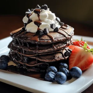 Delight in the rich, fluffy goodness of The Most Amazing Chocolate Pancakes, a perfect treat for breakfast or brunch that promises to satisfy your sweet tooth. This indulgent recipe combines the classic pancake with the irresistible flavor of chocolate, making it a favorite among both children and adults. The moment you take a bite, you will be enveloped in a wave of chocolatey goodness, complemented by the soft, fluffy texture that pancakes are known for. These pancakes are not just a breakfast item; they can serve as a delightful dessert, making them versatile enough for any occasion.