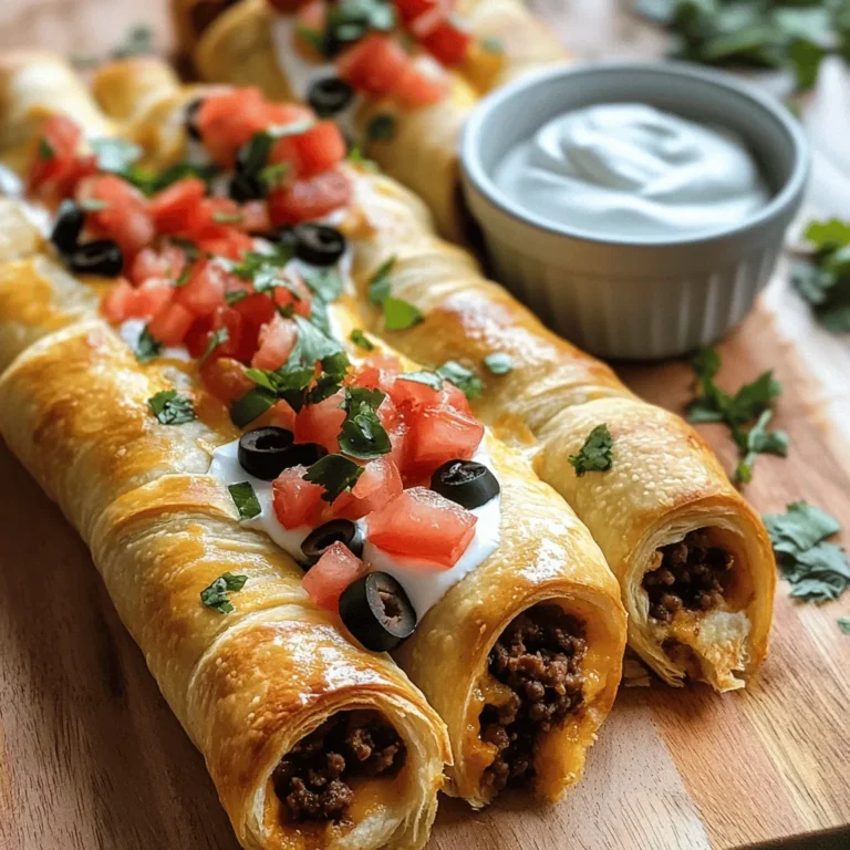 Cheesy Taco Sticks are a delightful fusion of flavors and textures that bring the essence of classic tacos into a portable and easy-to-eat form. These cheesy, savory snacks are perfect for anyone looking to enjoy a quick meal or an appetizer that will impress friends and family. The combination of seasoned ground meat, creamy cheese, and flaky crescent roll dough creates a unique culinary experience that is both satisfying and fun to eat.