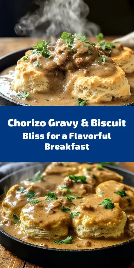 Indulge in a hearty breakfast with this Sizzling Chorizo Gravy and Biscuit Delight! Perfectly flaky homemade biscuits topped with savory chorizo gravy create a deliciously satisfying meal. This easy-to-follow recipe blends flavorful spices with creamy gravy, and pairs wonderfully with fresh parsley for a pop of color. Ready in just 40 minutes, it's perfect for a weekend brunch or family gathering. Discover the joy of homemade comfort food today!