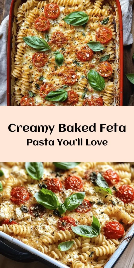 Discover the deliciousness of Baked Feta Pasta Delight! This simple yet mouthwatering dish combines creamy roasted feta with sweet cherry tomatoes, creating a heavenly sauce for your favorite pasta. With just a handful of ingredients, including garlic and a touch of heat from red pepper flakes, this recipe is perfect for a cozy dinner. Ready in just 45 minutes, serve it warm topped with fresh basil and Parmesan. Ideal for weeknight meals or entertaining guests!