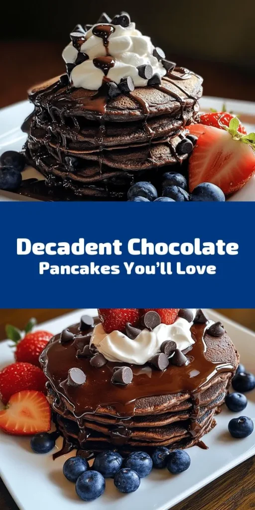 Indulge in the ultimate breakfast with these amazing chocolate pancakes! Perfectly fluffy and rich in flavor, they combine all-purpose flour, cocoa powder, and chocolate chips to create a decadent treat. In just 20 minutes, you can whip up a batch ideal for brunch or a special morning. Top them with whipped cream, fresh berries, and chocolate syrup for an extra sweet finish. Your mornings will never be the same with these delightful pancakes!