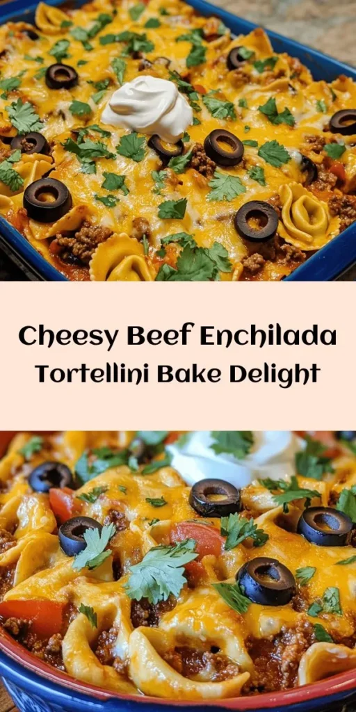 Get ready for a delicious twist on traditional Mexican cuisine with this Cheesy Beef Enchilada Tortellini! This easy recipe combines ground beef, aromatic onions, garlic, and savory taco seasoning mixed with cheese tortellini and enchilada sauce for a hearty meal. Topped with a blend of cheddar and Monterey Jack, it’s baked until bubbly and golden. Perfect for weeknight dinners, serve with sour cream and fresh cilantro for an extra burst of flavor!
