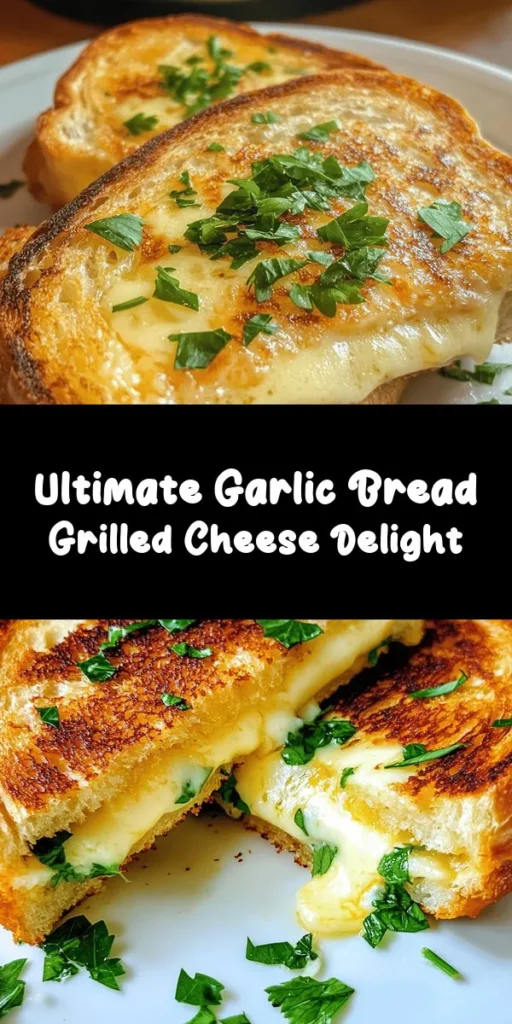 Indulge in the ultimate comfort food with this Garlic Bread Grilled Cheese! Made with crispy garlic bread and loaded with sharp cheddar and gooey mozzarella cheese, this sandwich is a delicious twist on classic grilled cheese. You only need 20 minutes to whip it up, making it perfect for a quick snack or meal. Serve it hot and gooey with a sprinkle of fresh parsley for an extra touch. Get ready to take your taste buds on a savory adventure!