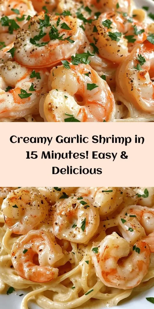 Whip up a scrumptious Easy Creamy Garlic Shrimp dish that's ready in just 15 minutes! Perfect for busy weeknights, this recipe features succulent shrimp sautéed in a luscious garlic cream sauce infused with paprika and Parmesan. Serve it over your choice of pasta or rice for a comforting meal that everyone will love. With simple ingredients and easy steps, you'll impress your family and friends in no time. Try it today!