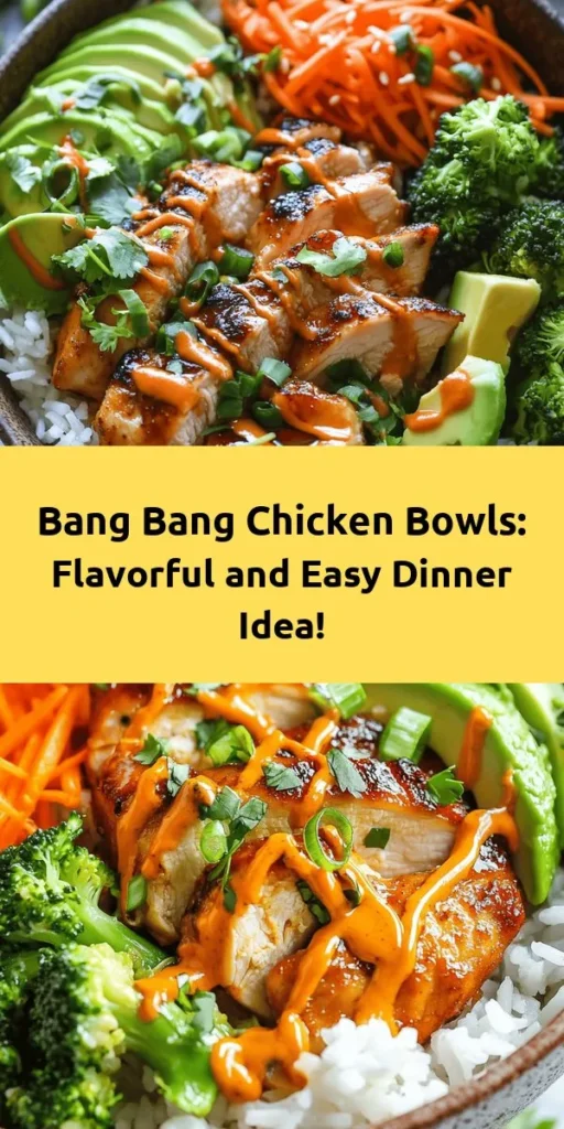 Indulge in these delicious Bang Bang Chicken Bowls! This easy recipe features crispy, flavorful chicken thighs tossed in a spicy-sweet Bang Bang sauce, served over a bed of fluffy jasmine rice. With vibrant broccoli, crunchy carrots, and creamy avocado, each bite is a burst of flavor. Perfect for a quick weeknight dinner or meal prep, you'll love how simple and satisfying these bowls are. Try it today for a taste of something special!