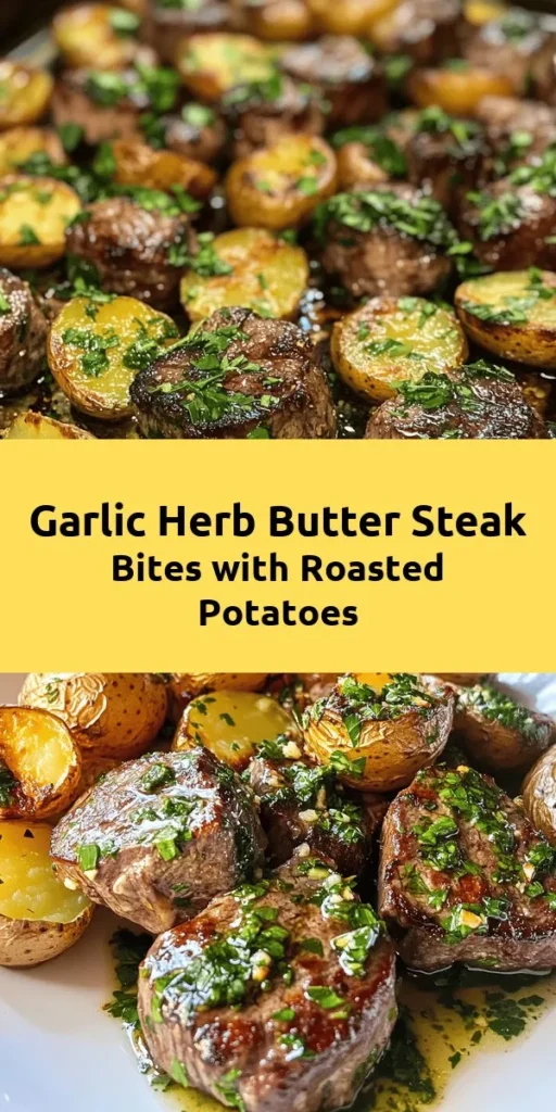 Elevate your dinner with these savory butter steak bites paired with garlic herb roasted potatoes. This delicious recipe features tender sirloin steak seared to perfection and tossed in a rich garlic herb sauce. The crispy baby potatoes complement the steak beautifully, creating an irresistible meal in just 40 minutes. Perfect for impressing guests or treating yourself to a gourmet experience at home. Try it out and savor every bite!