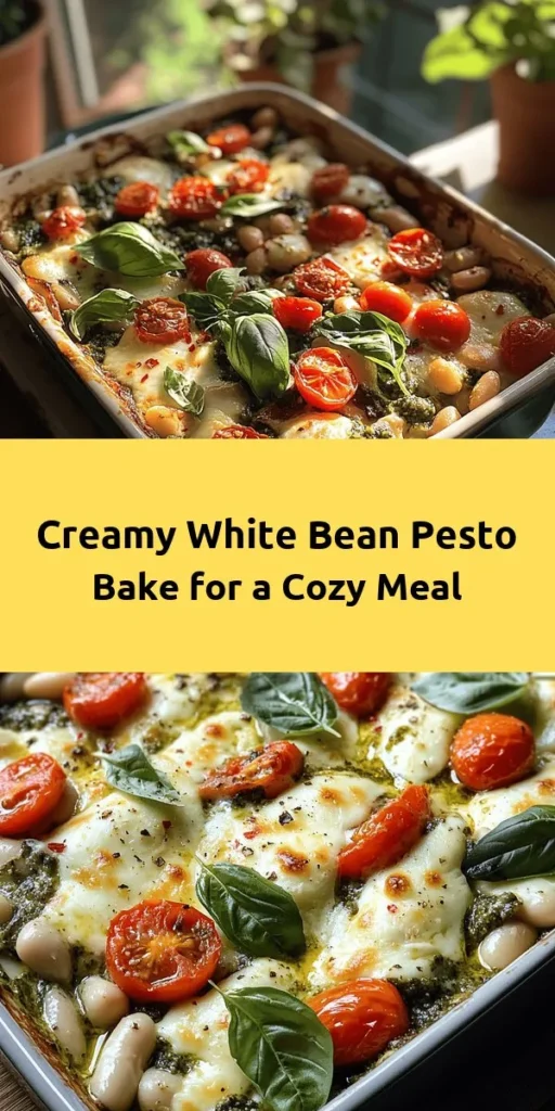 Discover the delightful Creamy White Bean and Pesto Bake, perfect for a cozy dinner or a healthy dish to impress guests. Made with white beans, fresh spinach, juicy cherry tomatoes, and a flavorful basil pesto, this recipe is both simple and satisfying. Topped with gooey mozzarella and Parmesan, it bakes to perfection in just 30 minutes! Serve warm, garnished with fresh basil for an extra touch. Enjoy a nutritious meal that’s bursting with flavor!