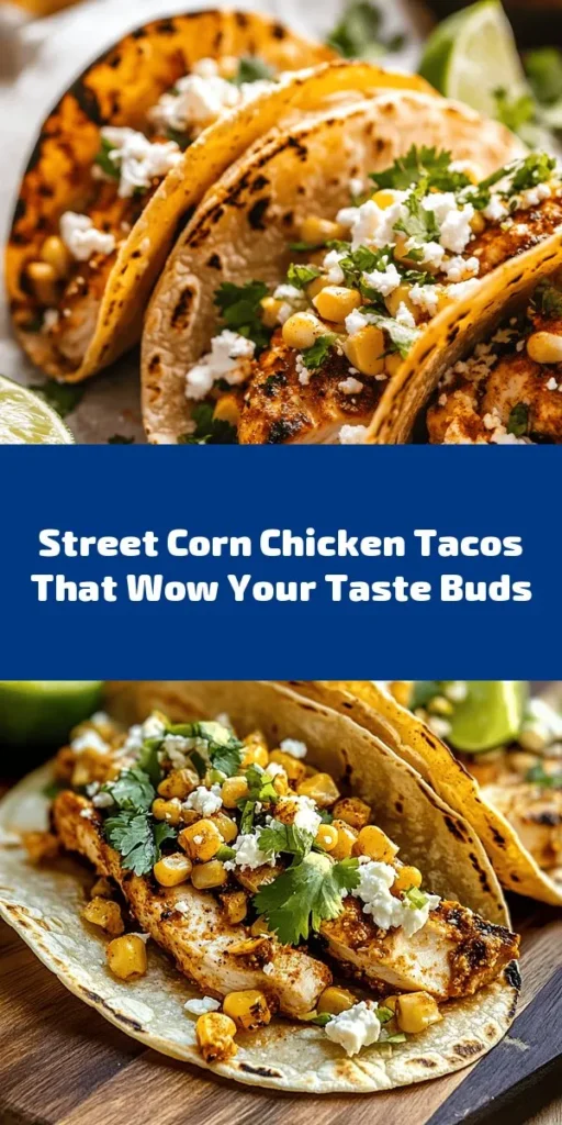 Indulge in the flavors of summer with these Crazy Good Street Corn Chicken Tacos! Marinated chicken thighs are cooked to perfection and paired with a delicious street corn sauce featuring mayo, sour cream, feta, and cilantro. Wrapped in warm corn tortillas and served with lime wedges, these tacos are perfect for any occasion. Quick to prepare and bursting with flavor, they’re a must-try for taco lovers! 🌽🌮 #TacoTuesday #DeliciousRecipes