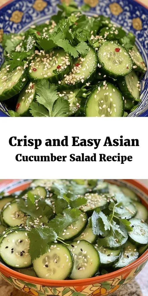 Delight in this easy Asian cucumber salad that's perfect for hot days! With fresh ingredients like English cucumbers, cilantro, and a tangy dressing of rice vinegar, soy sauce, and sesame oil, this salad is refreshing and full of flavor. It's a great side dish or light meal that can be made in just 35 minutes. Add some red pepper flakes for a little heat or enjoy it as is. Perfect for gatherings or a quick healthy bite!