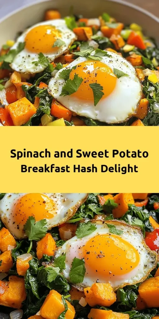 Start your day right with this delicious Savory Spinach and Sweet Potato Breakfast Hash! Packed with nutritious sweet potatoes and fresh spinach, this dish combines vibrant veggies with perfectly cooked eggs. Ready in just 30 minutes, it’s perfect for busy mornings or a weekend brunch. With the smoky flavor of paprika and a sprinkle of fresh herbs, this breakfast is both satisfying and healthy. Perfect for meal prep or a cozy breakfast with family. Enjoy!