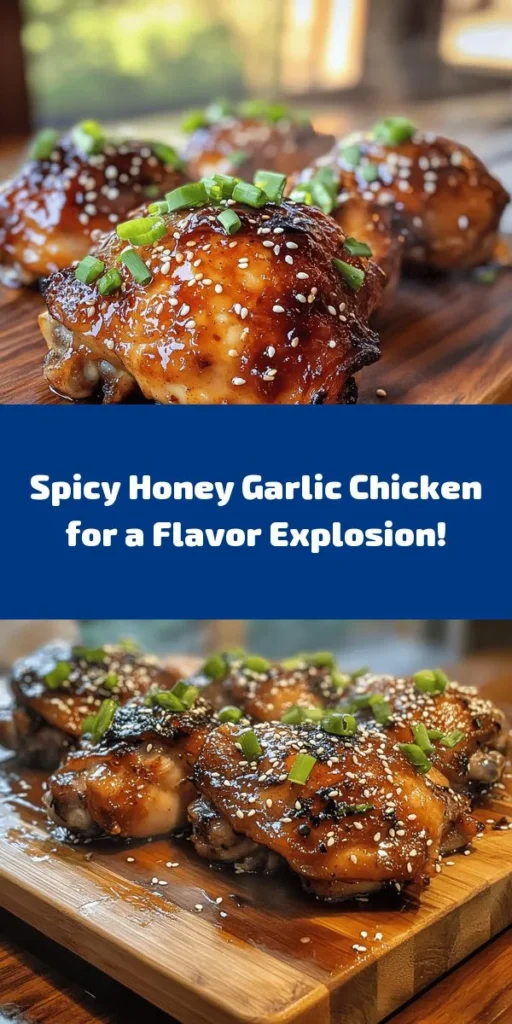 Looking for a deliciously sweet and spicy dish? Try this Spicy Honey Garlic Glazed Chicken! With tender chicken thighs coated in a vibrant sauce made from honey, soy sauce, and garlic, this recipe is a perfect balance of flavors. Ready in just 30 minutes, it’s ideal for a quick weeknight dinner. Serve it with steamed rice or veggies for a complete meal. Garnish with green onions and sesame seeds for an extra touch. Enjoy this mouthwatering dish tonight!