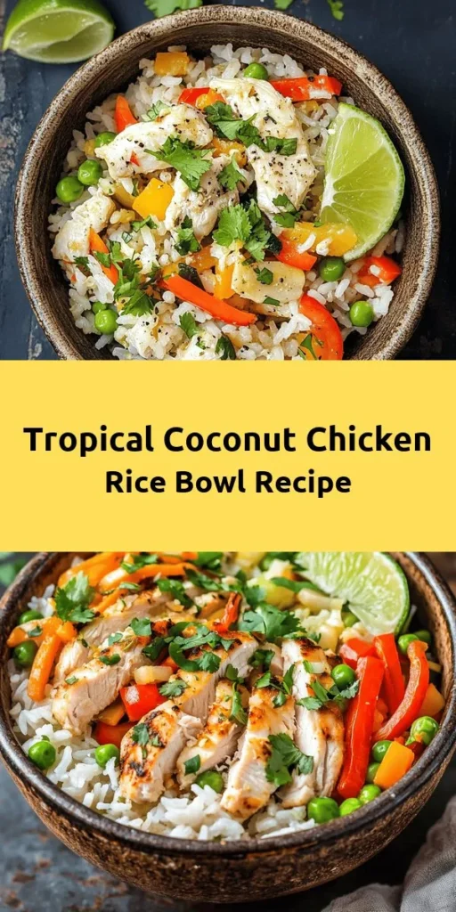 Looking for a delicious and satisfying meal? Try this Coconut Chicken Rice Bowl! Packed with flavorful ingredients like tender chicken, creamy coconut milk, and vibrant vegetables, this dish is sure to impress. In just 40 minutes, you can create a perfect balance of protein and carbs, topped with fresh cilantro and zesty lime. Perfect for weeknight dinners or meal prep! Find the full recipe and make your taste buds happy!