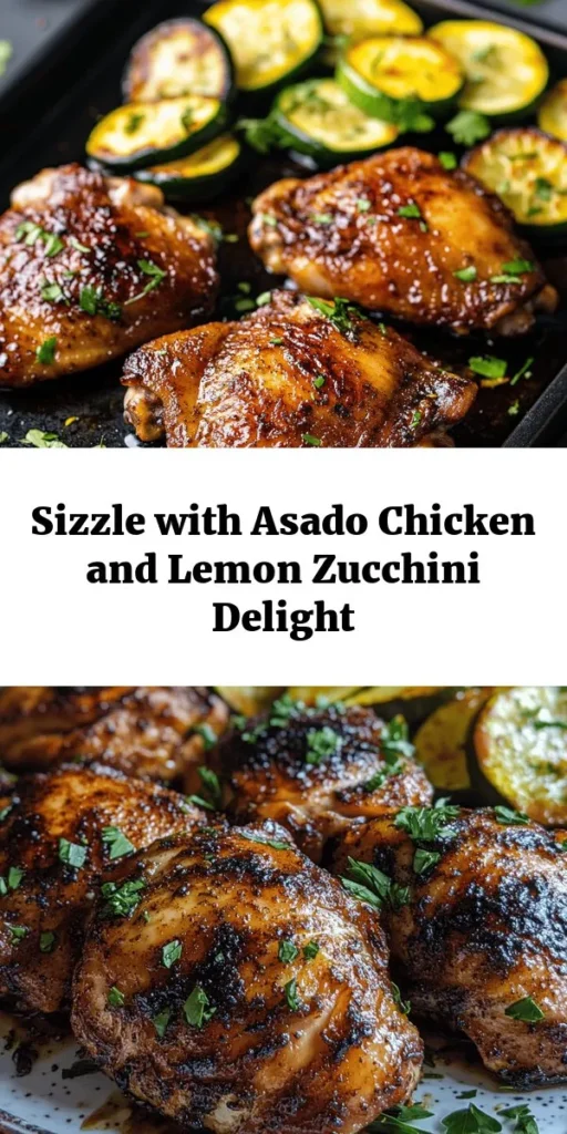 Elevate your dinner with this delicious Sizzling Asado Chicken & Zesty Lemon Zucchini! With juicy, marinated chicken thighs bursting with flavor from garlic, soy sauce, and spices, paired with bright, sautéed zucchini infused with lemon, this meal is sure to impress. It’s easy to prepare and perfect for any occasion. Ready in just an hour, this dish serves four and is a great way to enjoy a wholesome, satisfying dinner. Give it a try!